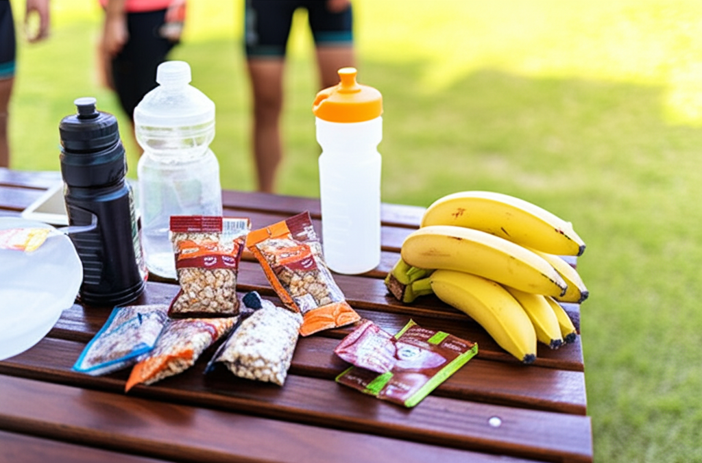 Cyclist with nutrition products